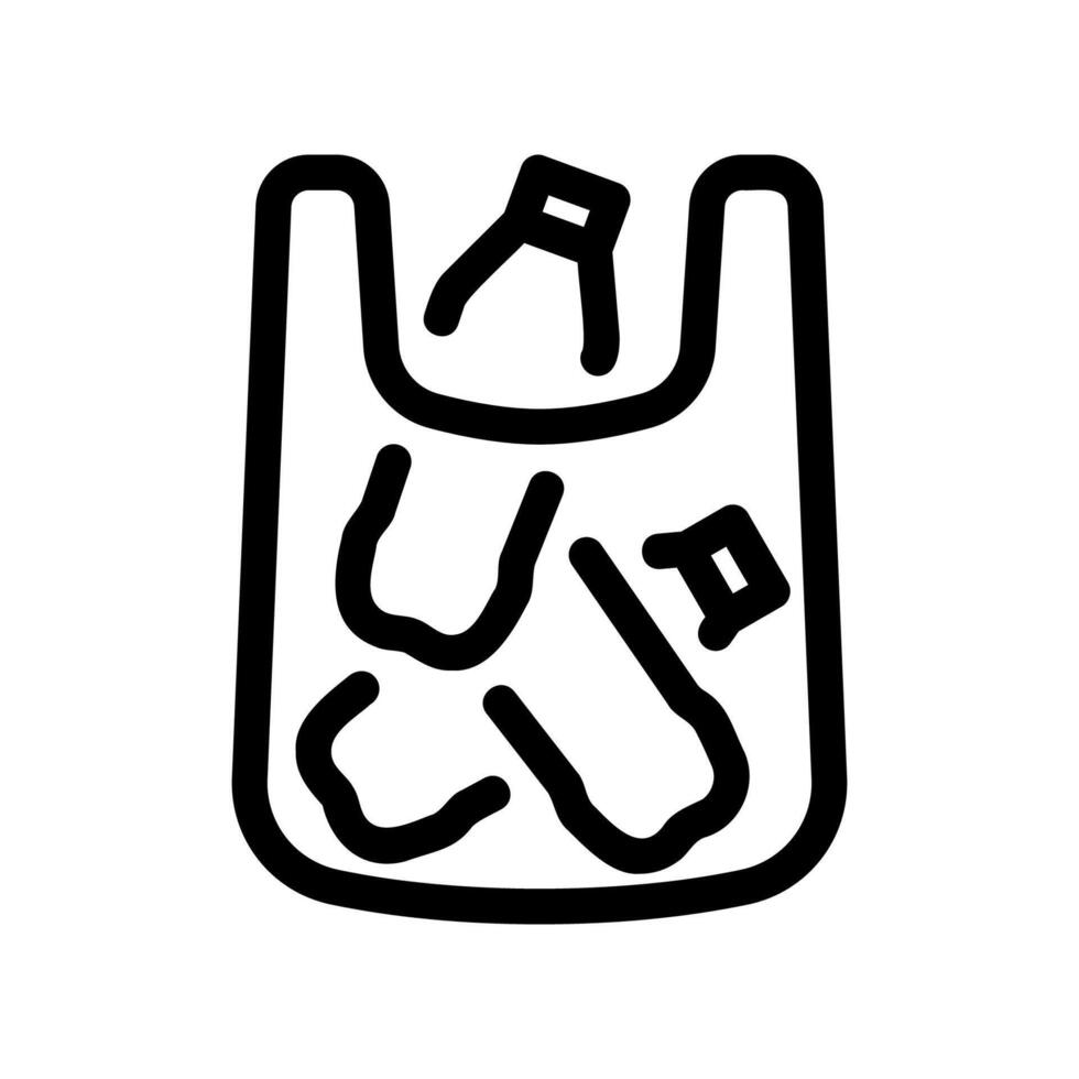 Outline Icon Showing a Shopping Bag Full of Discarded Plastic Trash vector