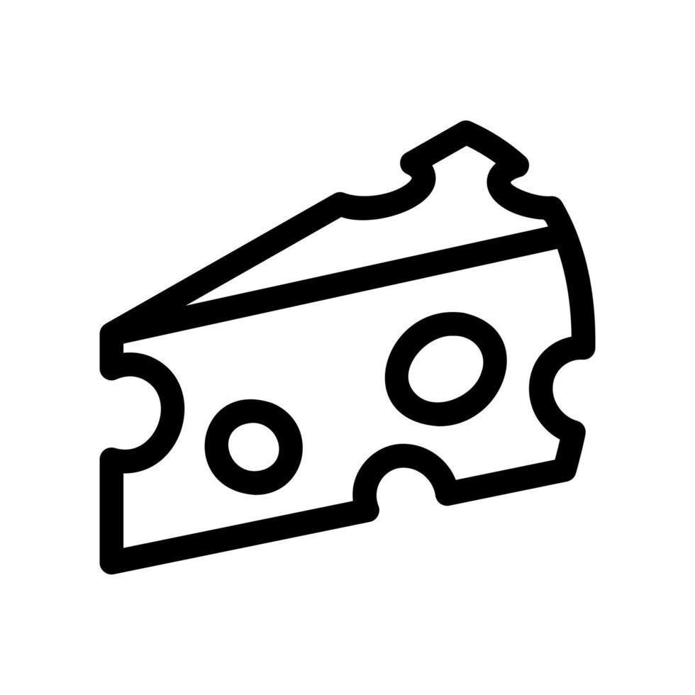 Outline icon depicting a wedge of porous cheese, a common dairy food product type clearly vector