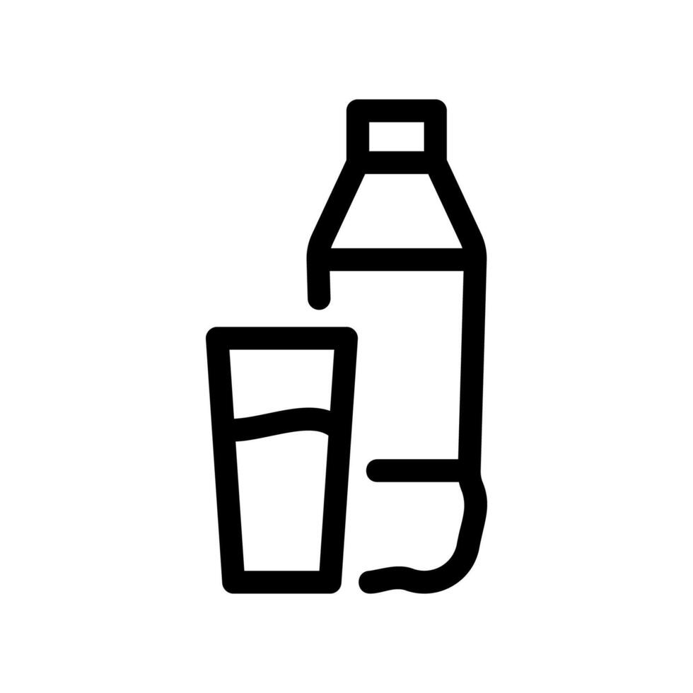 Dairy Products Outline Icon with Milk Bottle and Glass Line Art vector