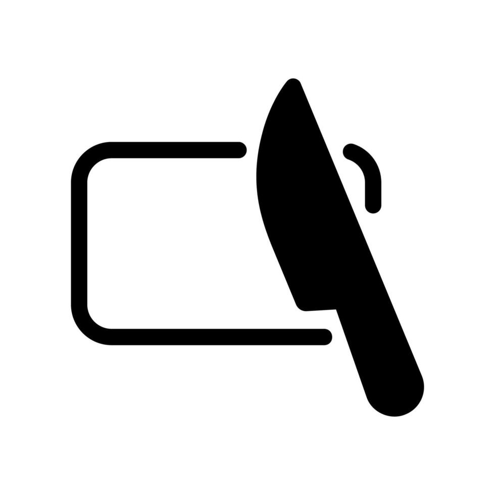 Icon featuring a cutting board alongside a kitchen knife utensil vector