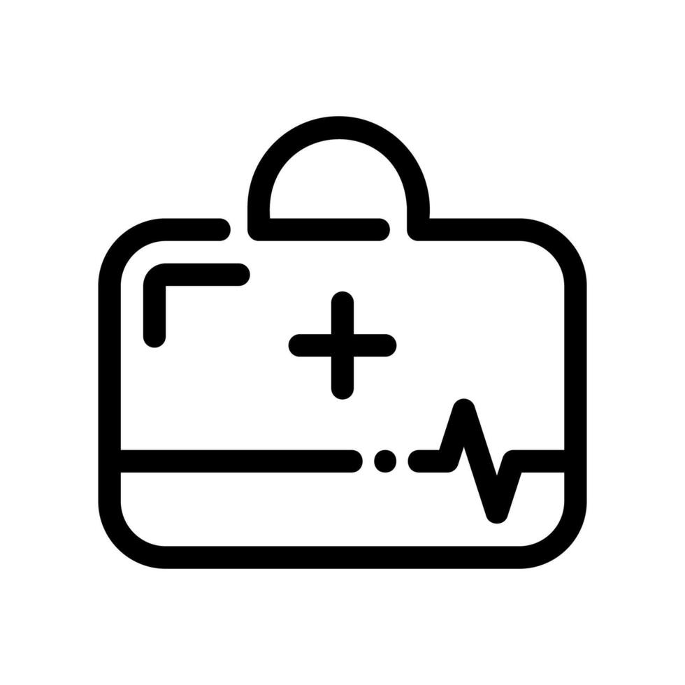 Medical Kit Icon with First Aid Cross and Cardiogram Pulse Line vector