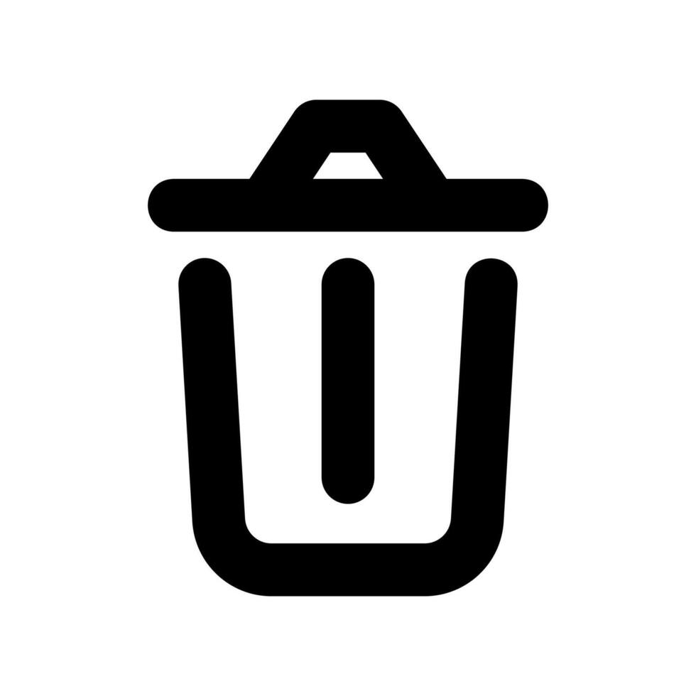 Simple outline icon of a trash can or waste bin for disposal purposes clearly vector