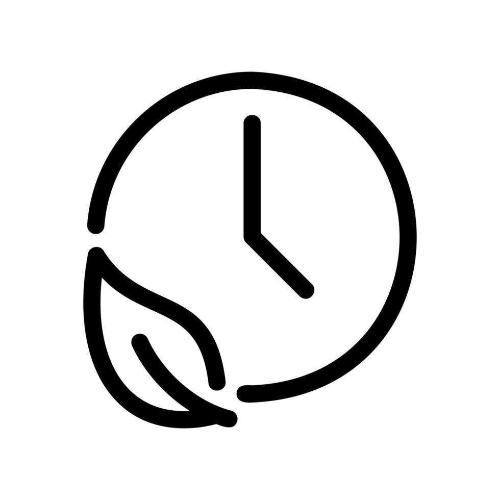 Clock with Leaf Outline Icon Eco Time or Natural Cycle Symbol vector