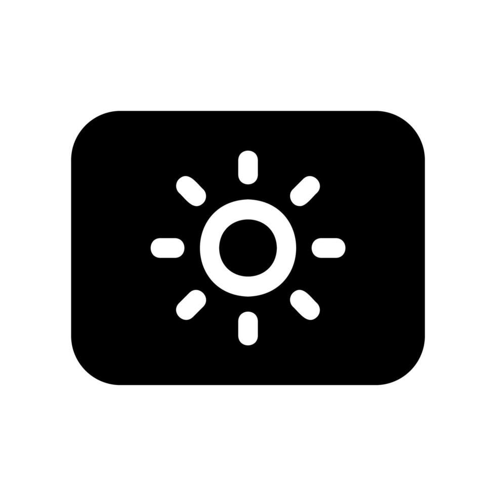 Screen Brightness Setting Icon with Central Sun Graphic Symbol vector