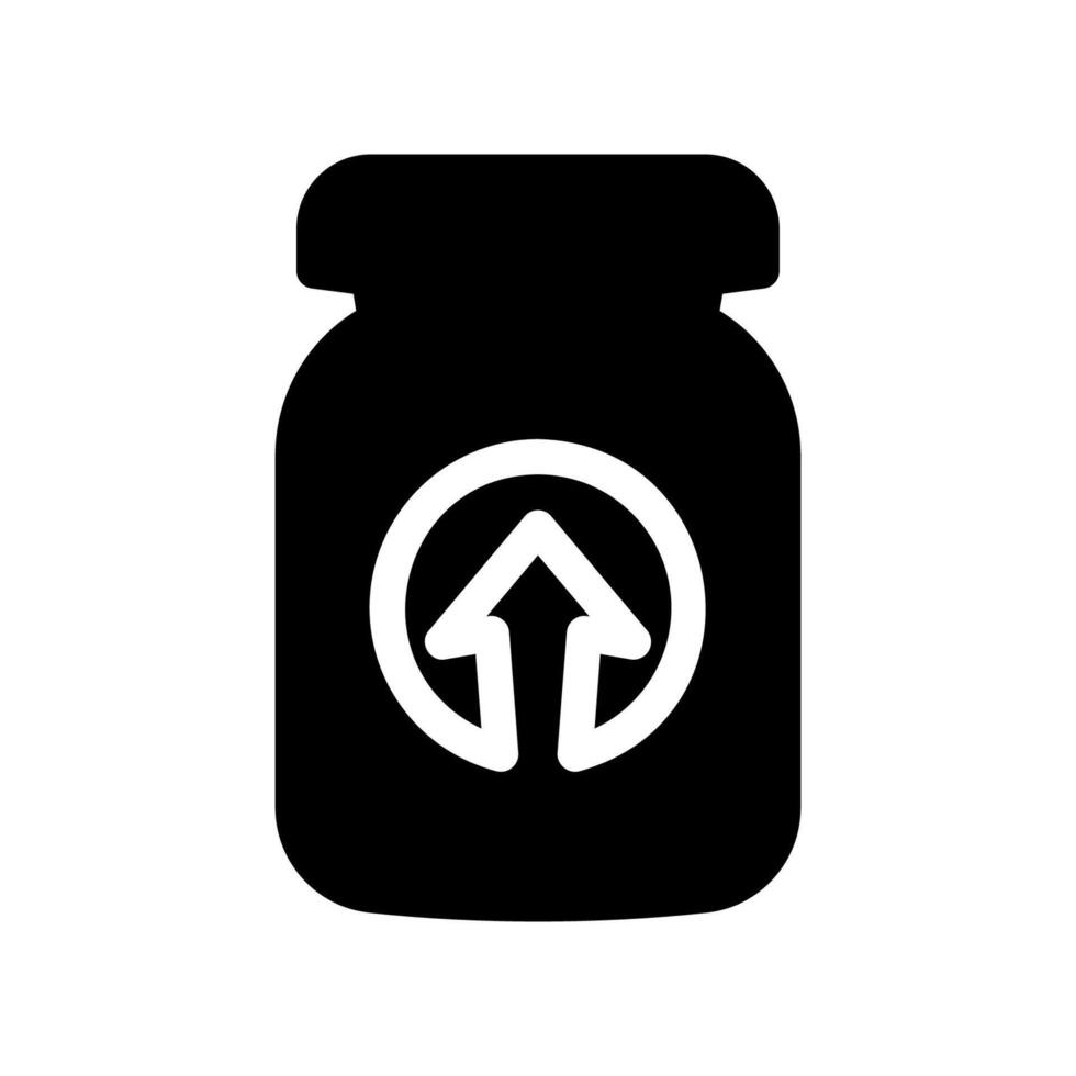 Jar Container Icon with an Upward Arrow Symbol Inside a Circle Mark vector