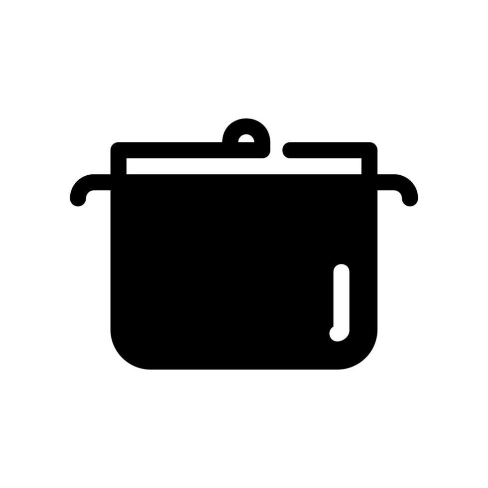 Black Cooking Pot Icon with Lid and Two Handles for Kitchen Symbol vector