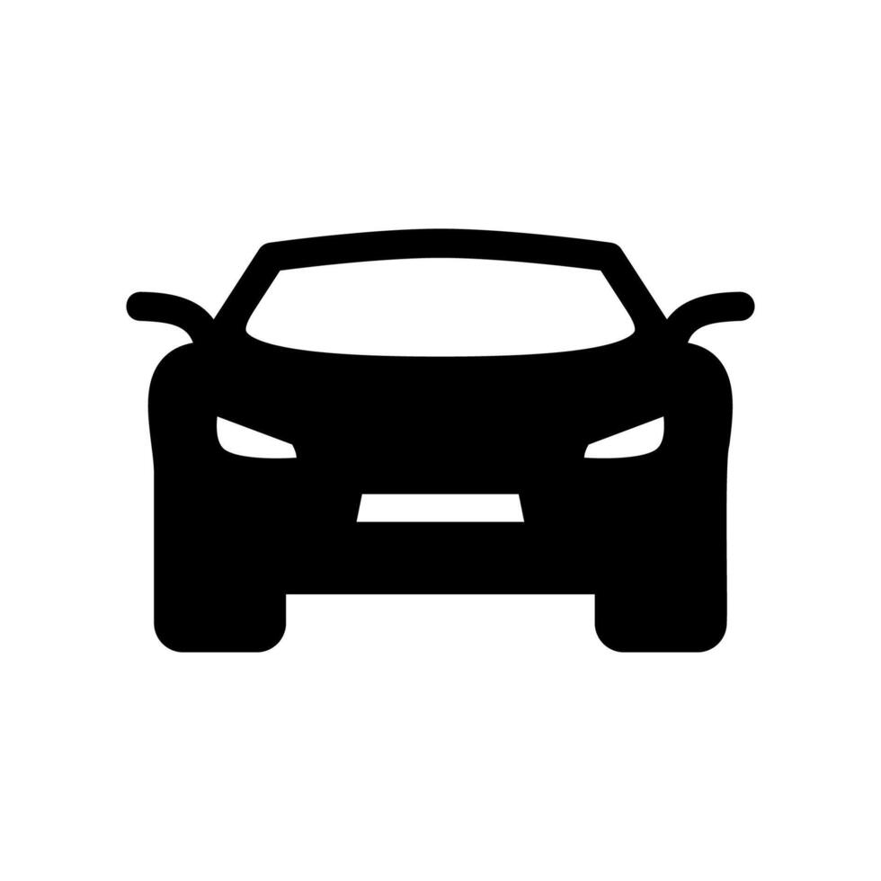 Simple Black Glyph Icon Showing the Front View of a Modern Vehicle vector