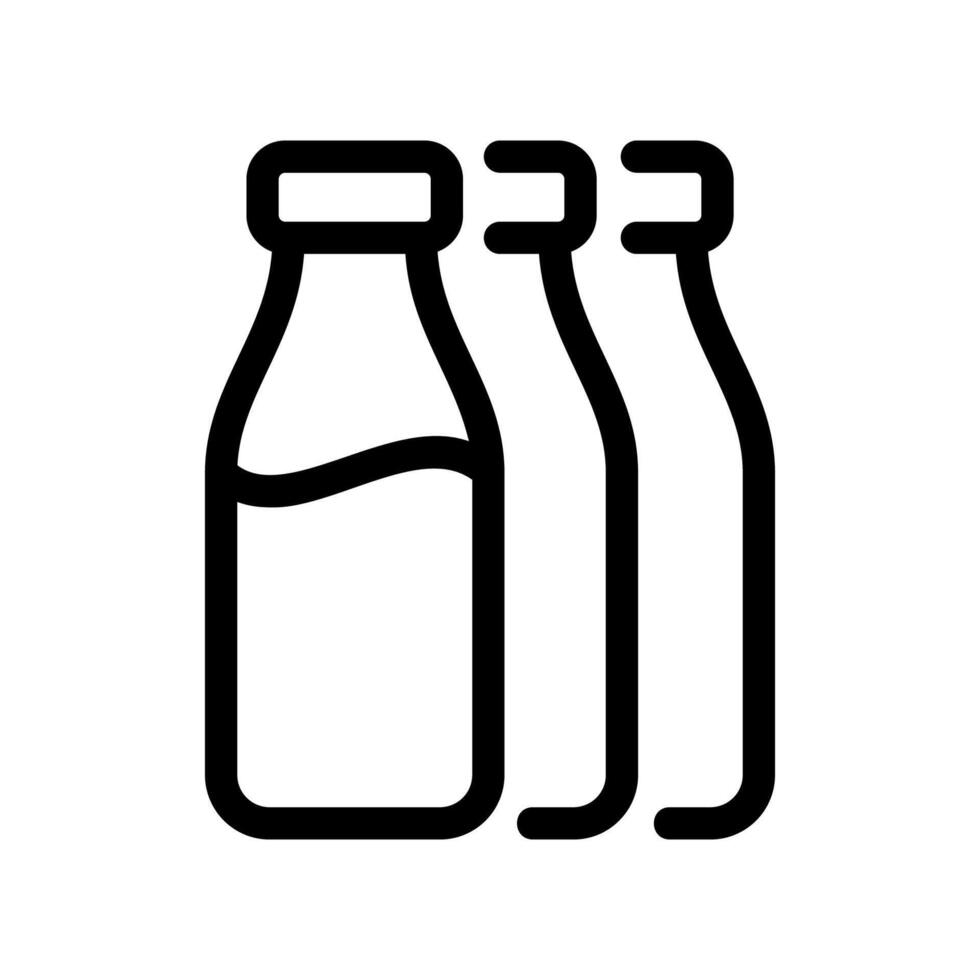 Icon showing three identical milk bottles lined up, suggesting a larger quantity or supply vector