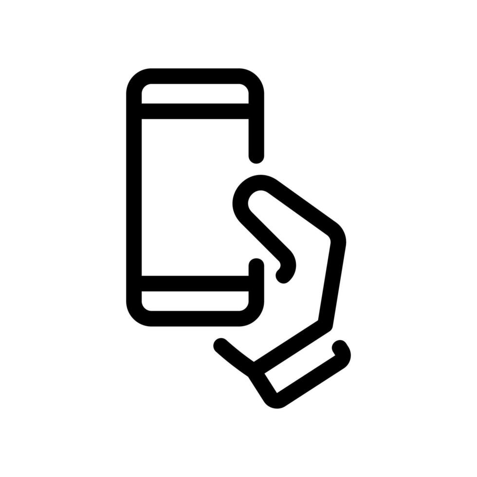 Outline Icon Graphic Depicting a Hand Holding a Mobile Cell Phone vector