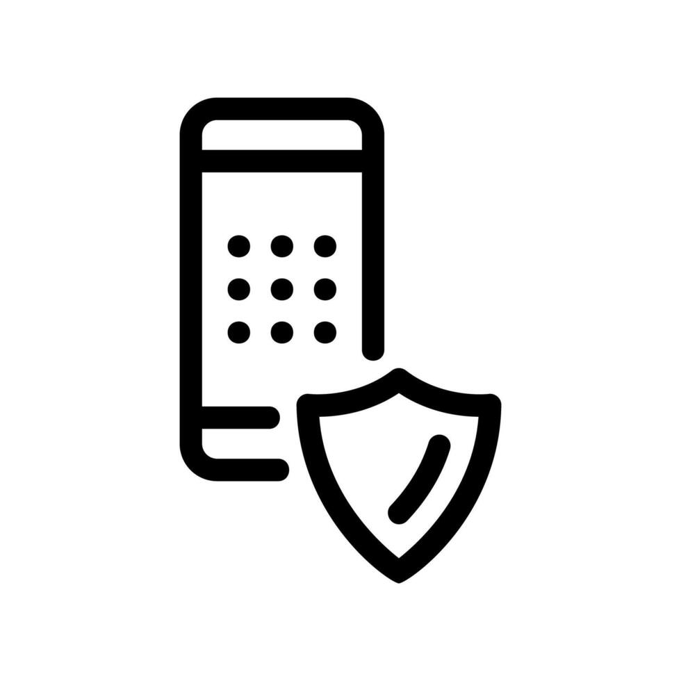 Outline Icon of Smartphone Screen with Security Shield Protection vector