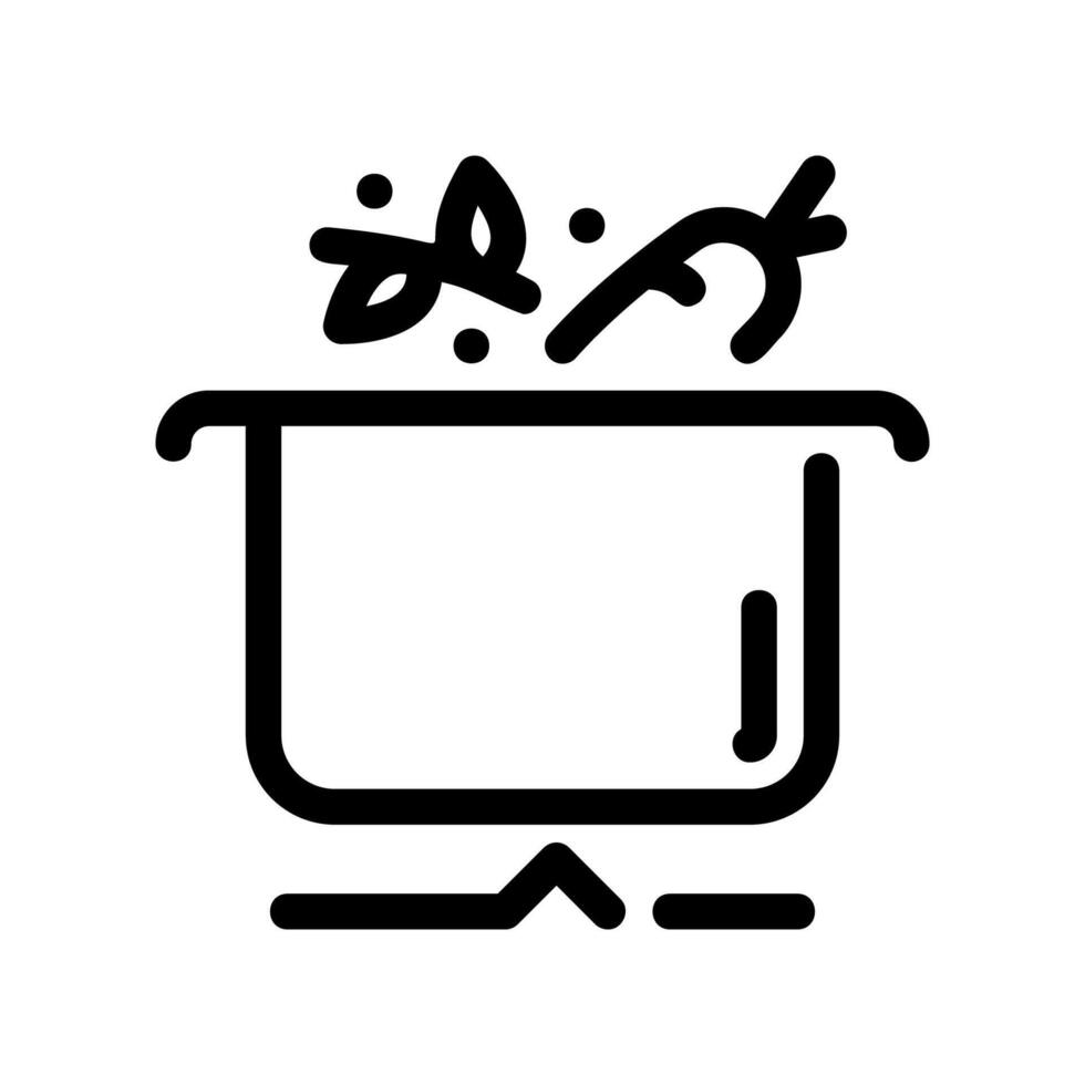 Outline Icon of Pot Simmering on Stove with Steam and Contents vector