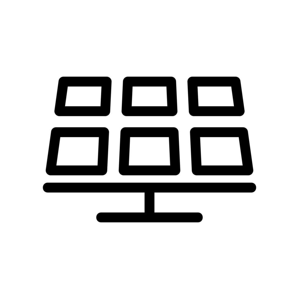 Outline icon of a solar panel array used for converting sunlight into electricity source vector