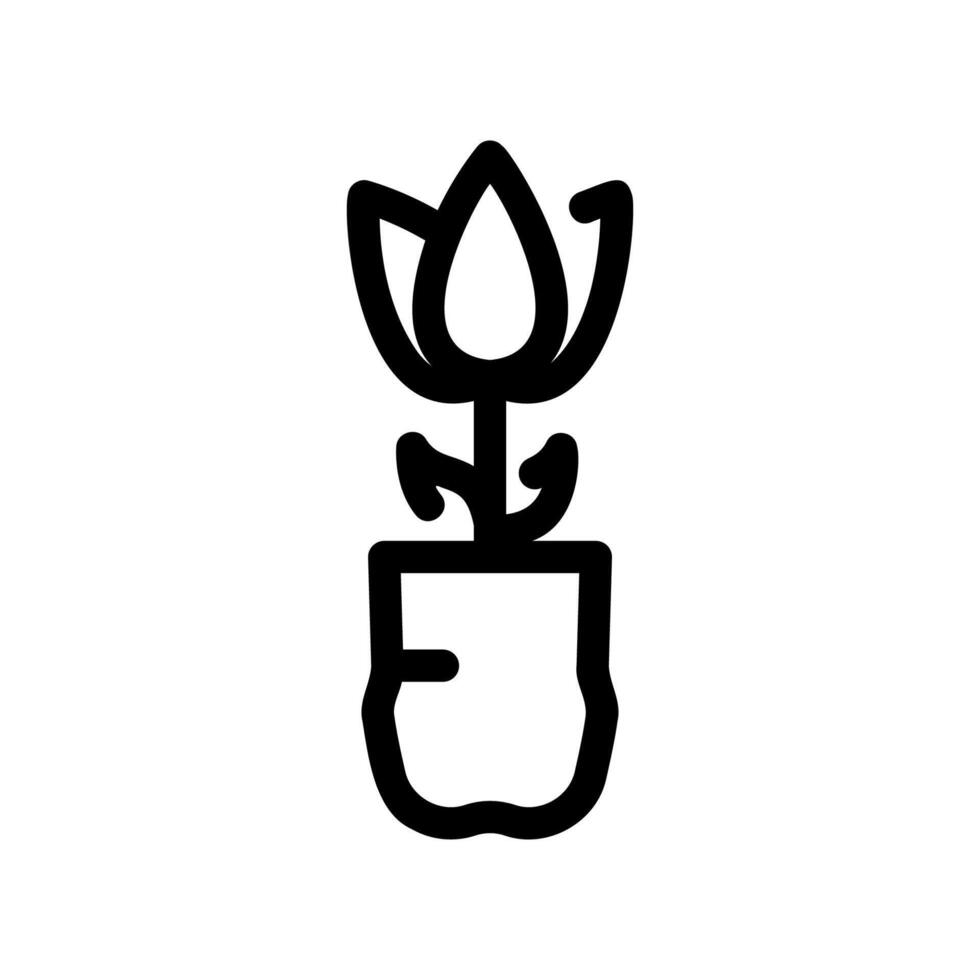 Blooming flower planted inside a reused plastic bottle pot symbolizing upcycling concept vector
