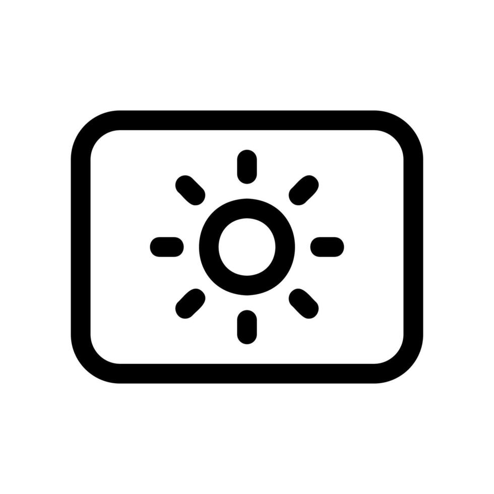 Screen Brightness Setting Outline Icon with Sun Symbol Graphic vector