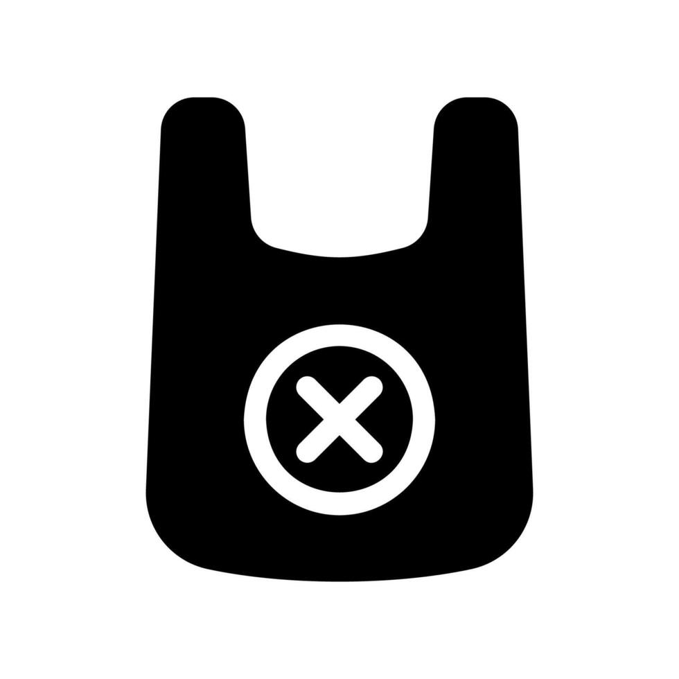 Monochrome Icon Plastic Shopping Bag with Circular X Rejection Sign vector
