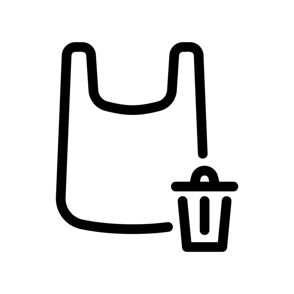 Plastic Carrier Bag Discarded into a Small Trash Bin Outline vector