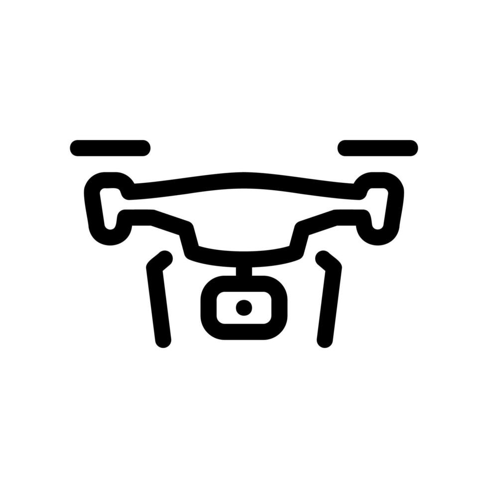 Outline icon of an unmanned aerial vehicle or quadcopter shown from side view vector