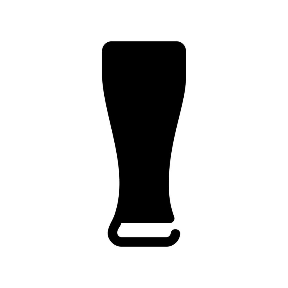 Tall Slender Beer Glass Icon Rendered in Solid Black Silhouette vector