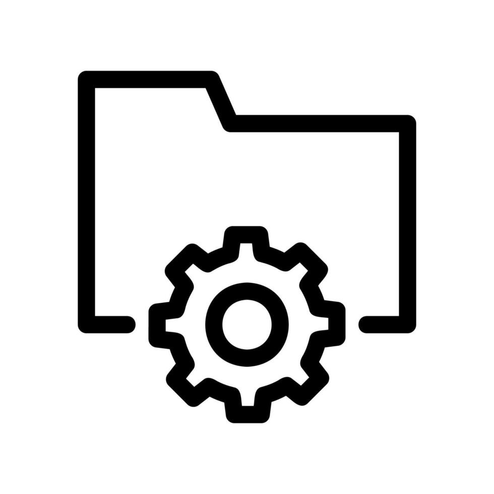 Outline style file folder with a gear symbol representing folder configuration access vector