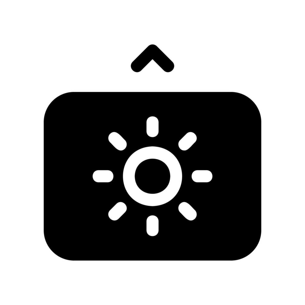 Increase Screen Brightness Control Icon with Sun Symbol Up Arrow vector