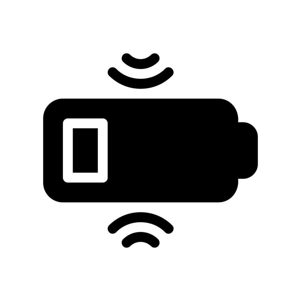 Battery icon indicating low charge level during wireless charging process vector