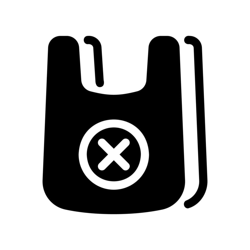 Black Plastic Bag Icon Marked with a White X Symbol for Rejection vector