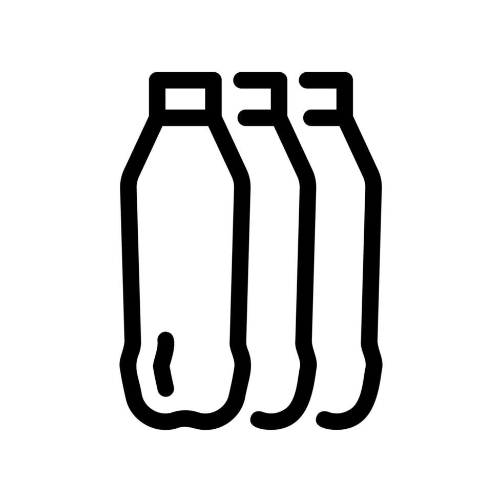 Three Plastic Water Bottles Outline Icon Hydration Beverage Symbol vector