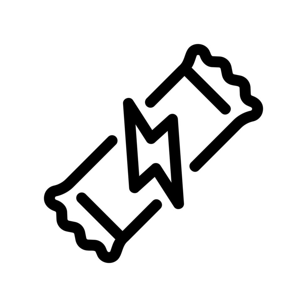 Energy Bar Icon with Wrapper Partially Torn Open and Lightning Bolt Symbol vector