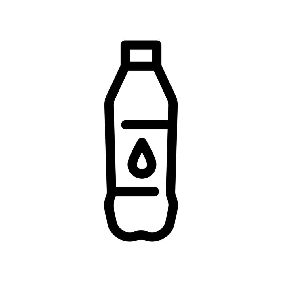 Plastic beverage bottle icon featuring a water drop symbol indicating liquid content vector