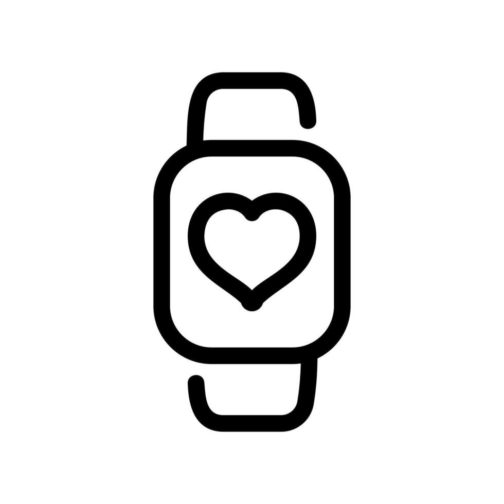 Smartwatch Outline Icon with Heart Symbol on Screen Line Art Graphic vector