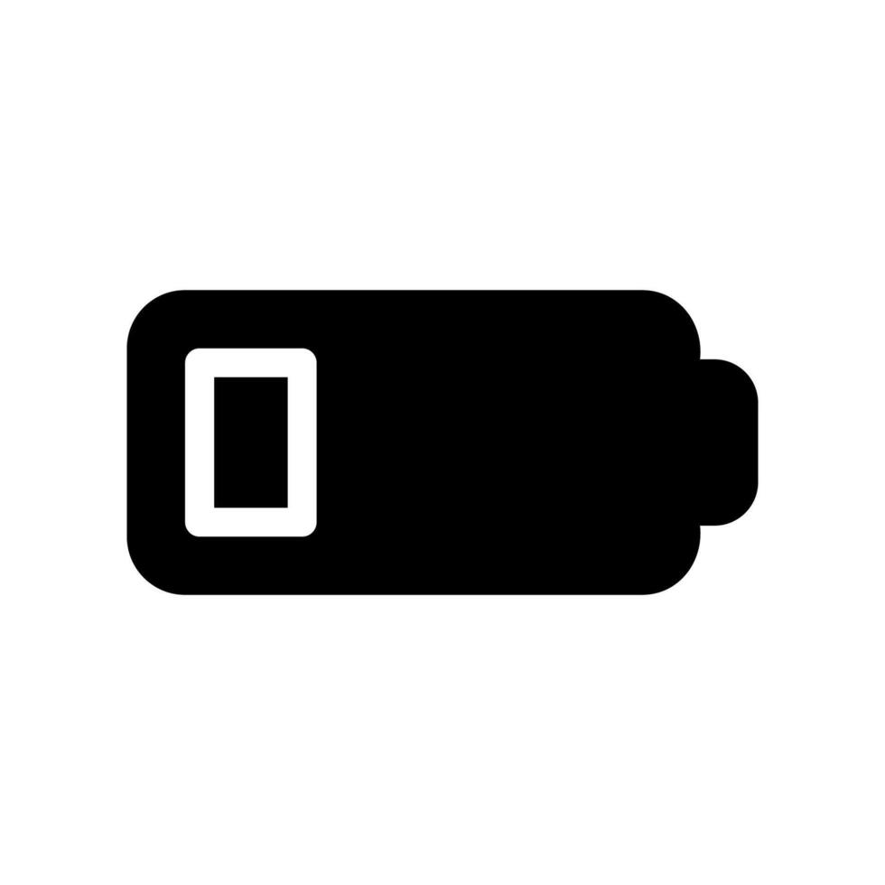 Battery icon in horizontal layout indicating a low power level remaining vector