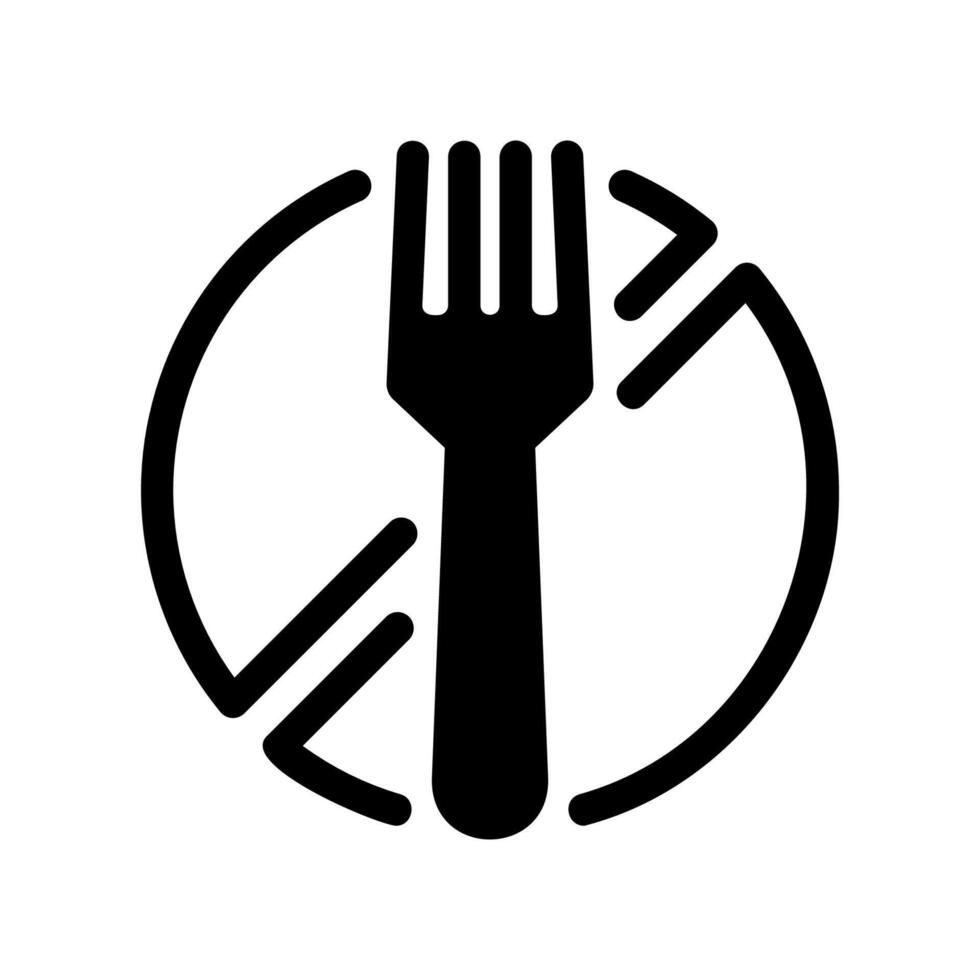 Fork icon inside a crossed out circle, symbolizing no food allowed or fasting period vector