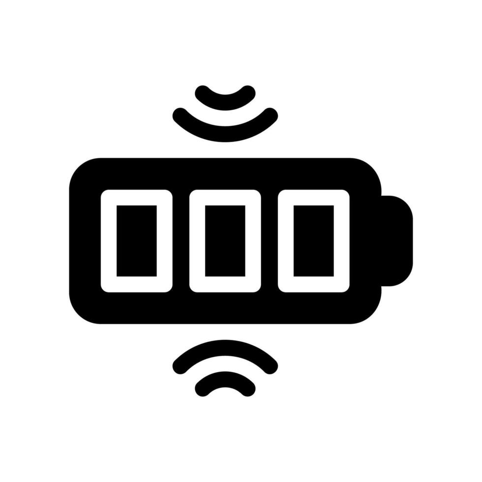 Battery icon indicating full charge level and wireless charging capability vector