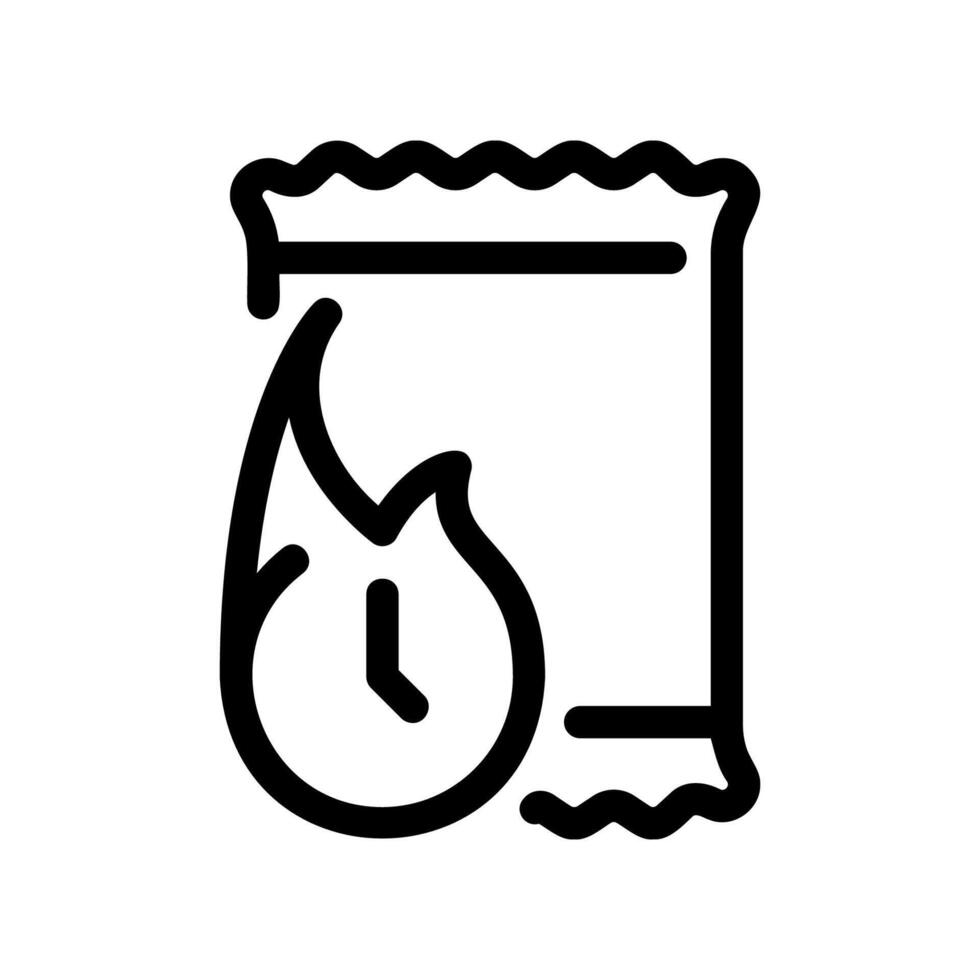 Packaged Food Product Icon with Quick Cook Flame and Timer Symbol Mark vector