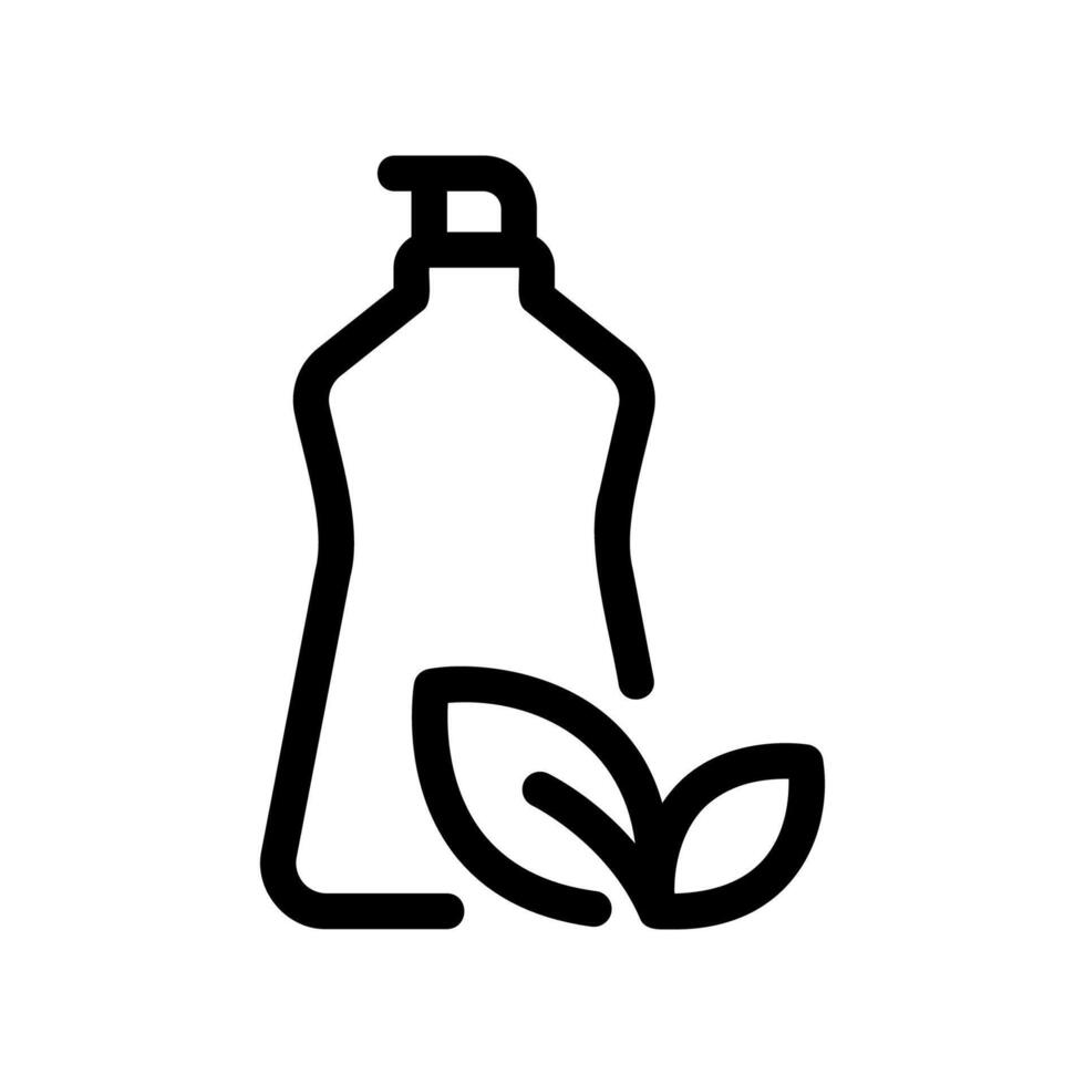 Eco Friendly Cleaning Product Bottle Icon Adorned with Green Leaves vector