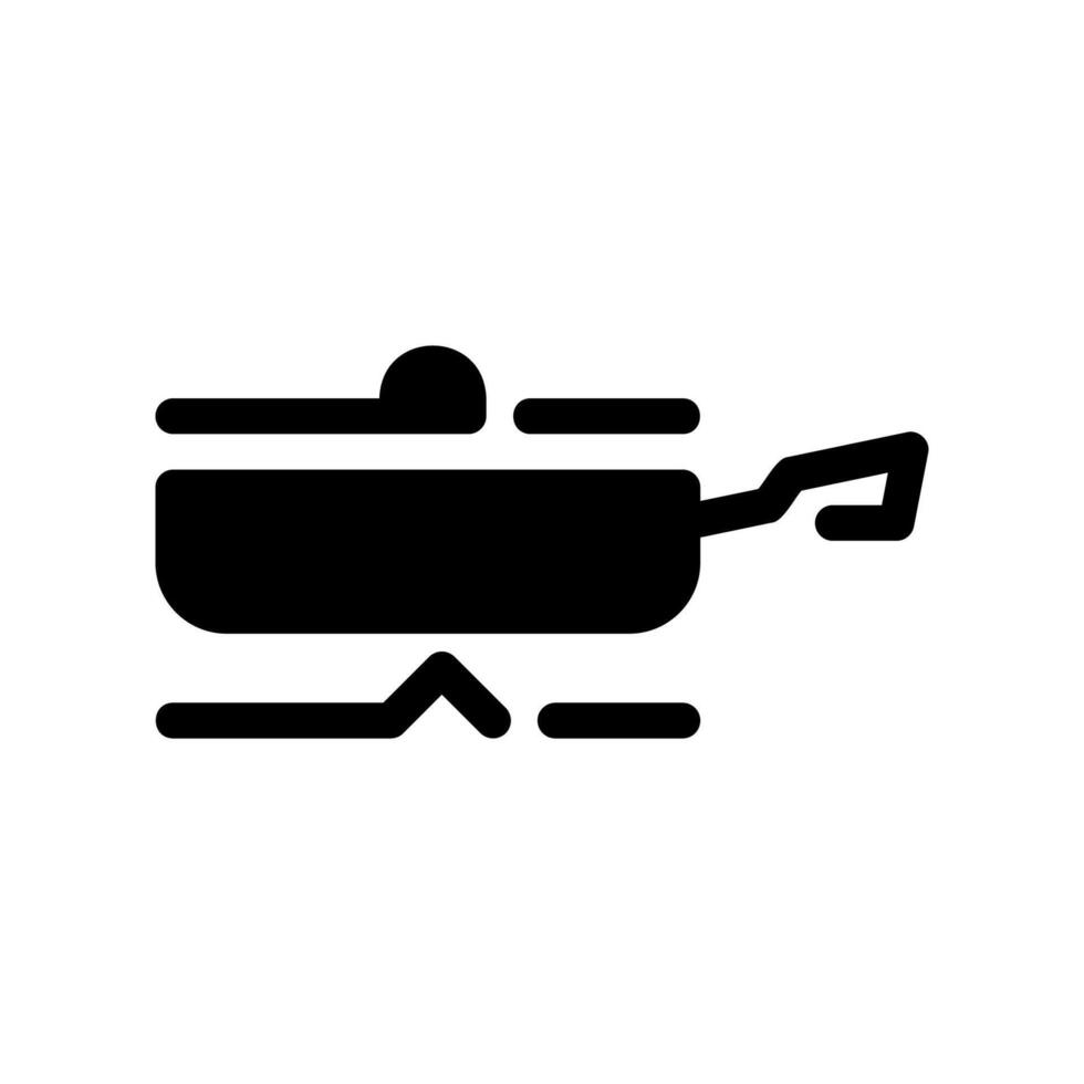Frying Pan with Lid Cooking on a Gas Burner Flame Icon in Black vector