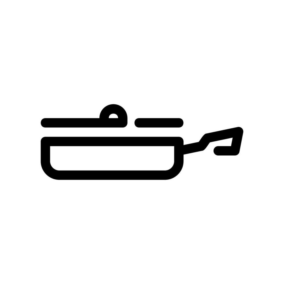 Frying Pan Skillet with a Closed Lid Cover Outline Kitchenware Icon vector