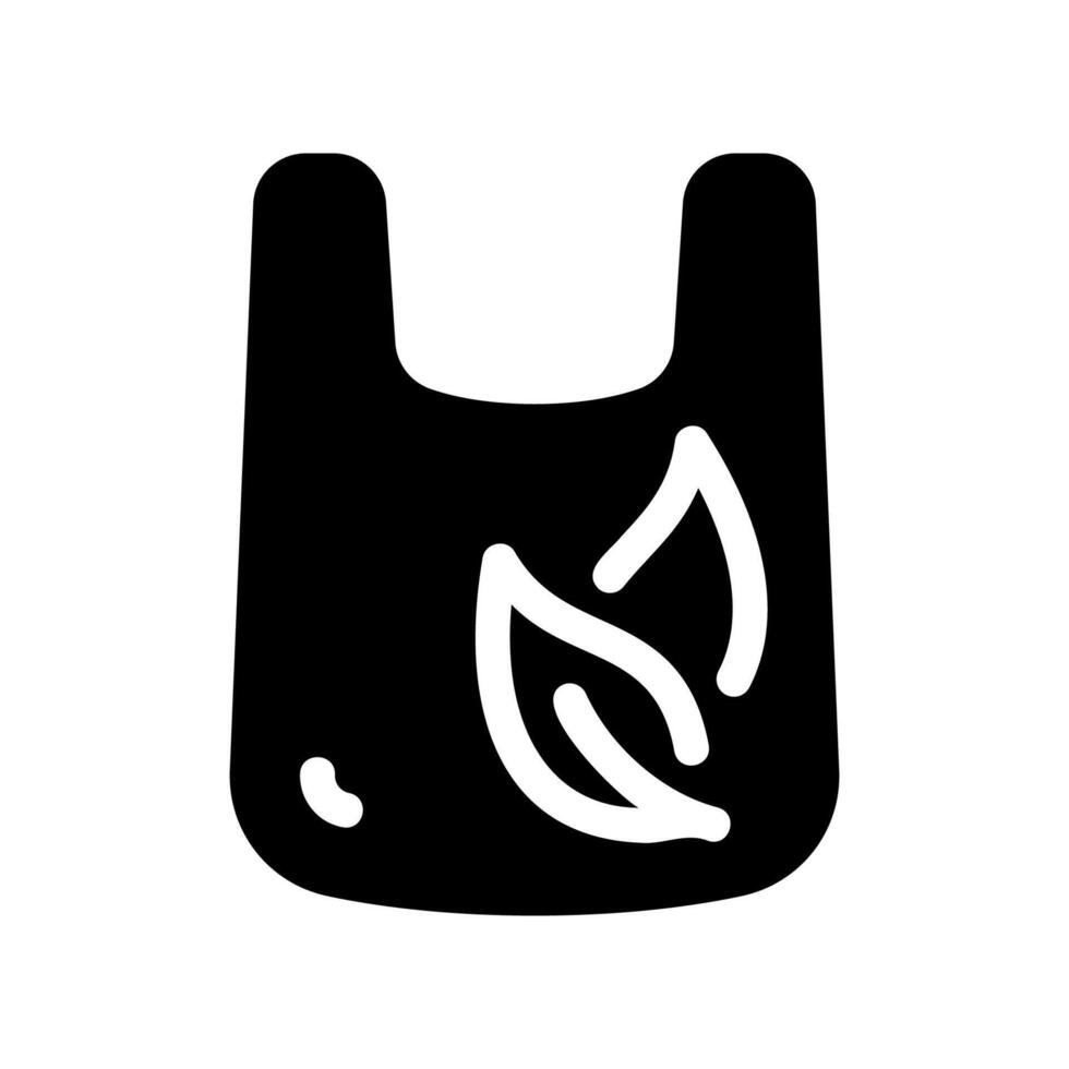 Black Shopping Bag Icon with Green Leaf Symbol for Eco Friendliness vector