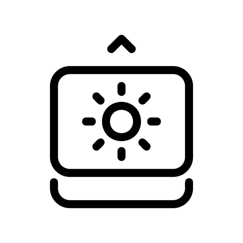 Outline Icon for Increasing Screen Brightness with Sun and Slider vector