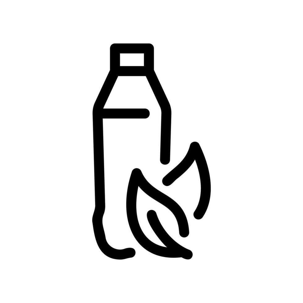 Eco friendly beverage container concept shown with plastic bottle and green leaves icon vector