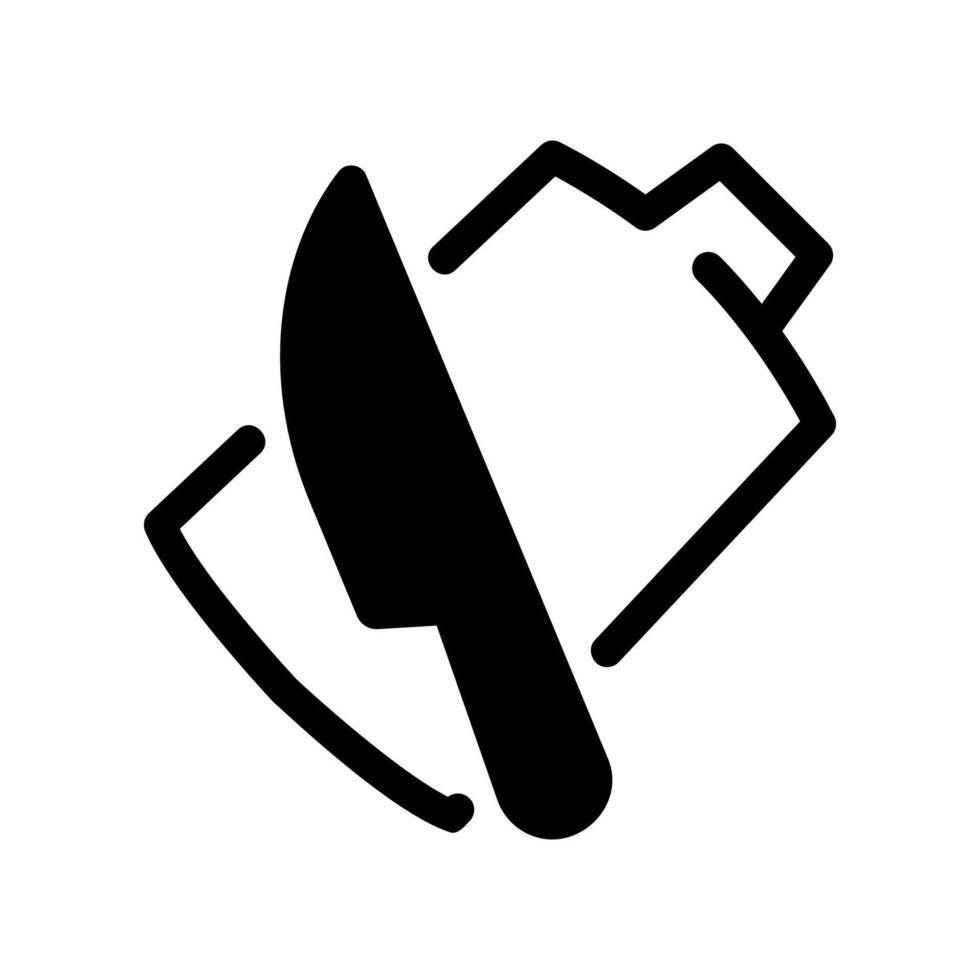 Kitchen Knife Resting Against a Wooden Cutting Board Icon vector