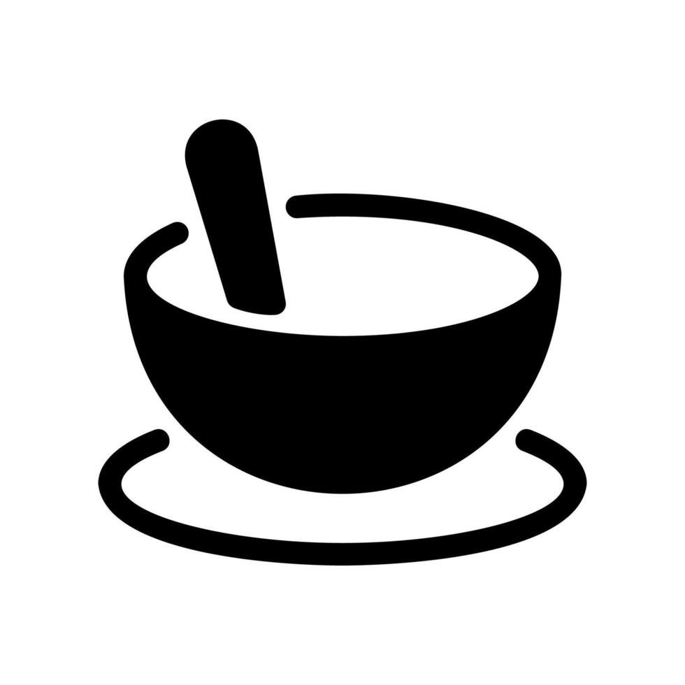 Black Silhouette Graphic Depicting Mixing or Eating Bowl with Utensil vector