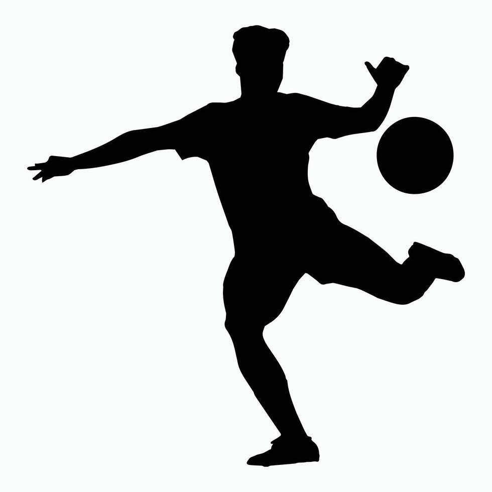 Silhouette of a Football Player Kicking a Ball Dynamic Sports Action Illustration.eps vector