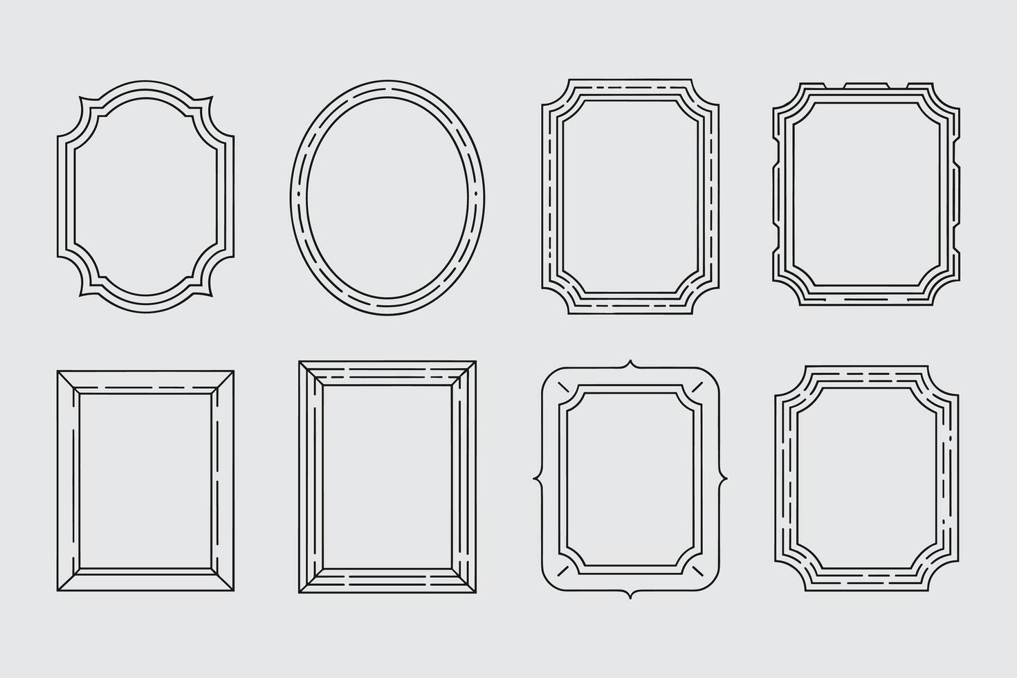 Collection Of Decorative Frames With Different Geometric Shapes Minimalist Style vector