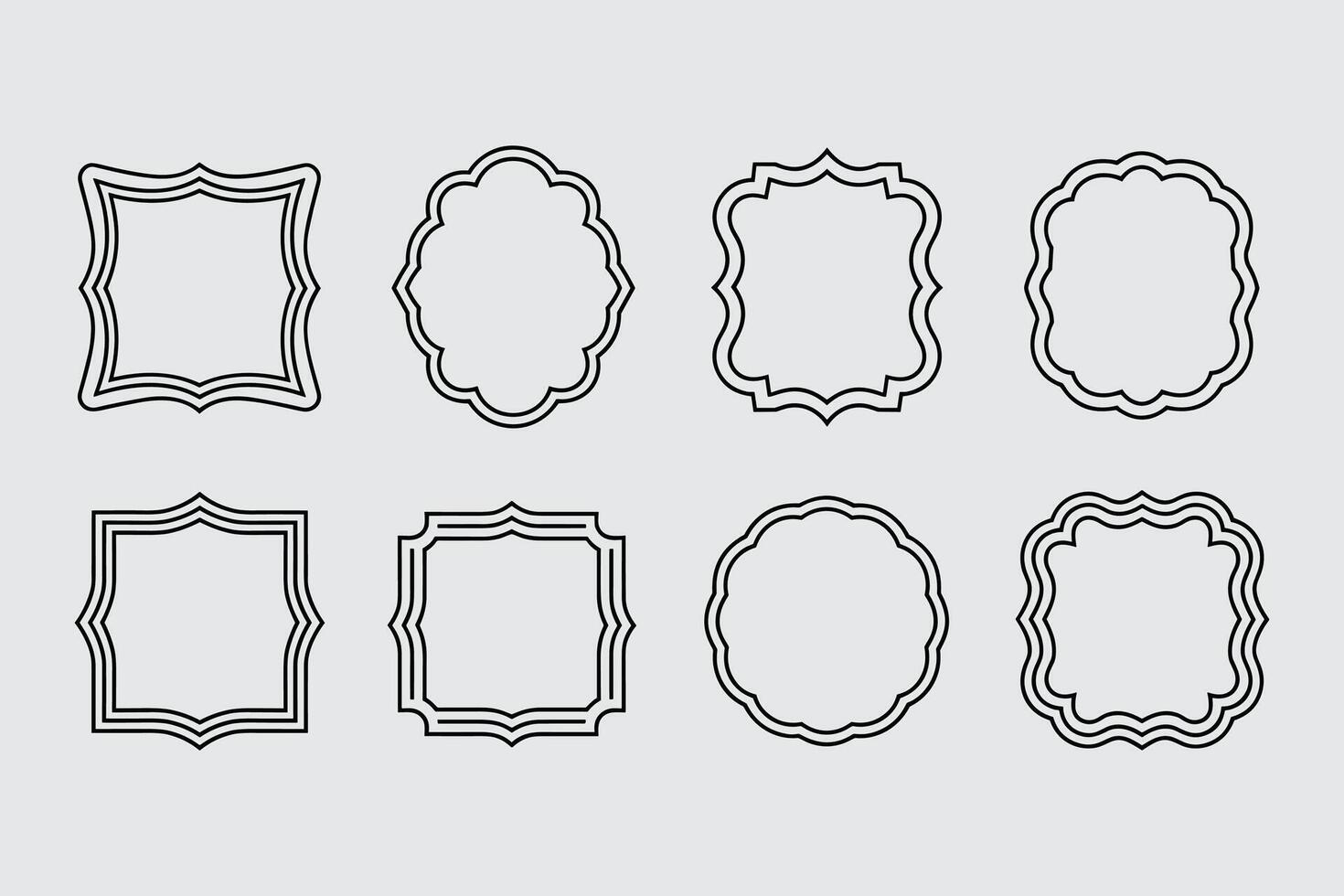 Elegant Decorative Frames Set Different Shapes And Outline Styles Collection vector
