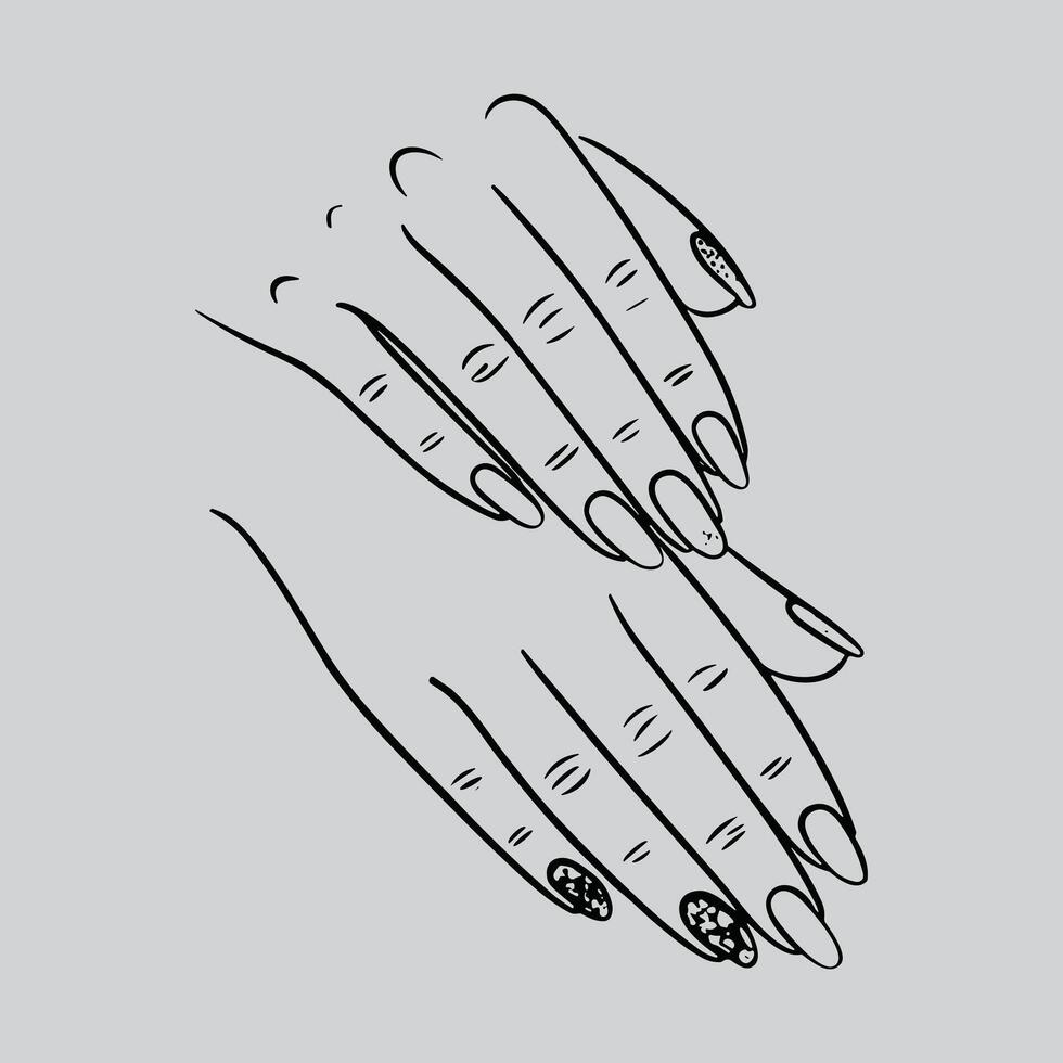 Elegant Hands With Stylish Manicure Illustration Fashion And Beauty Concept vector