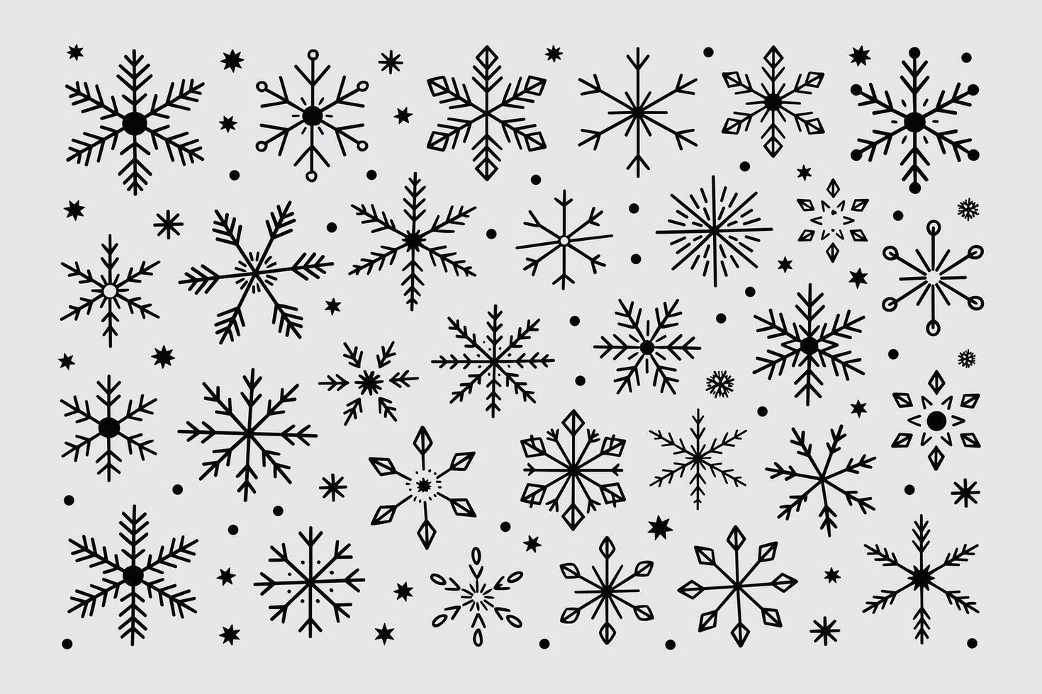 Assorted Hand Drawn Snowflake Illustration Festive Winter Holiday Background vector