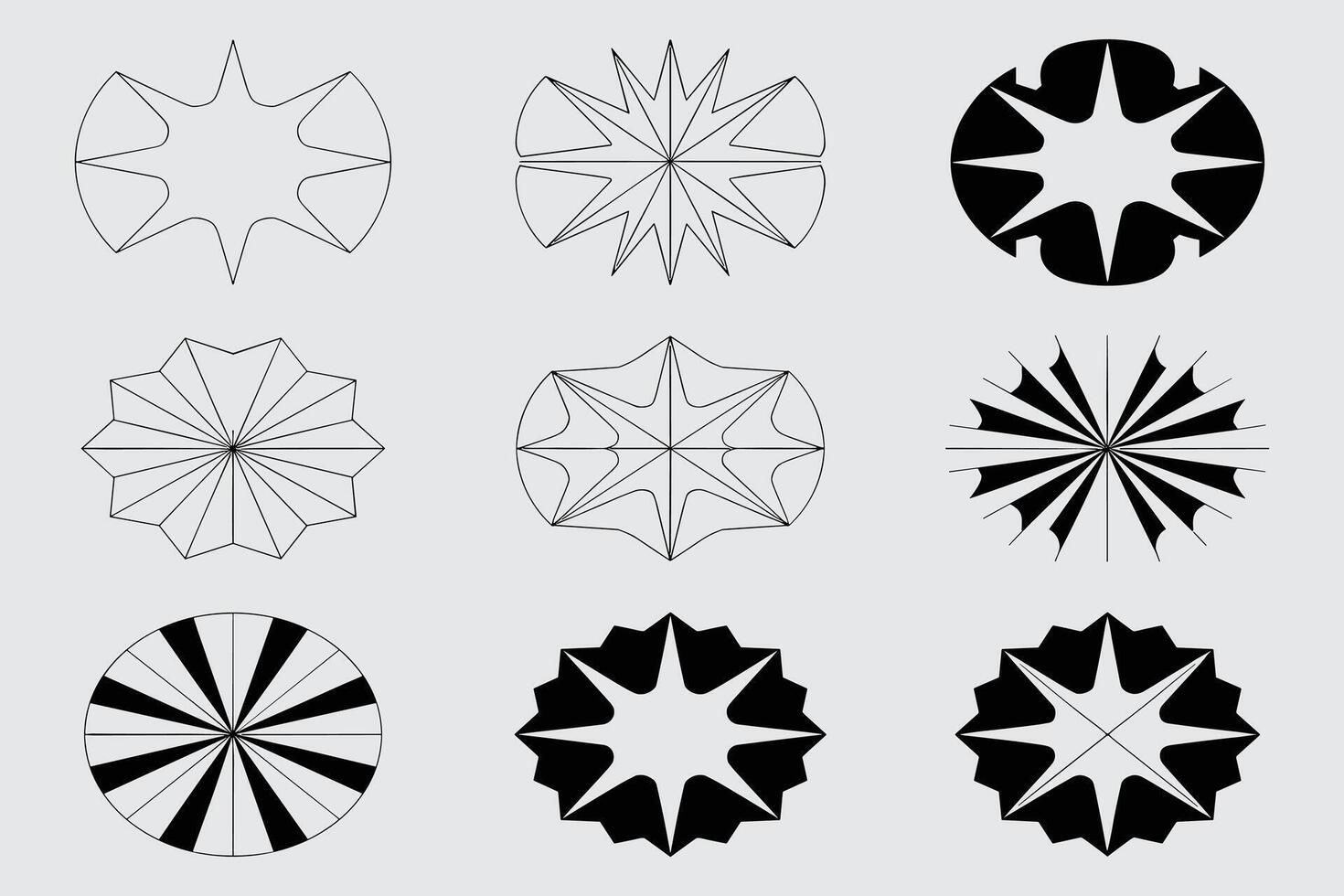 Geometric Shapes Illustration Set Featuring Symmetrical And Abstract Circular Elements vector