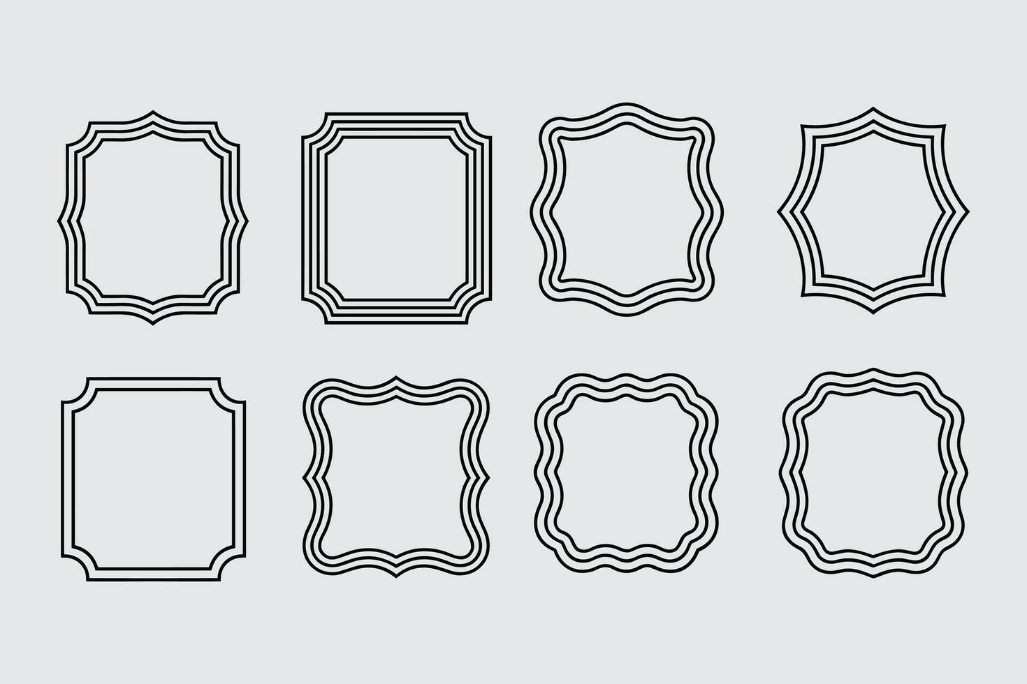 Set Of Decorative Black Frames With Diverse Shapes For Design Elements vector