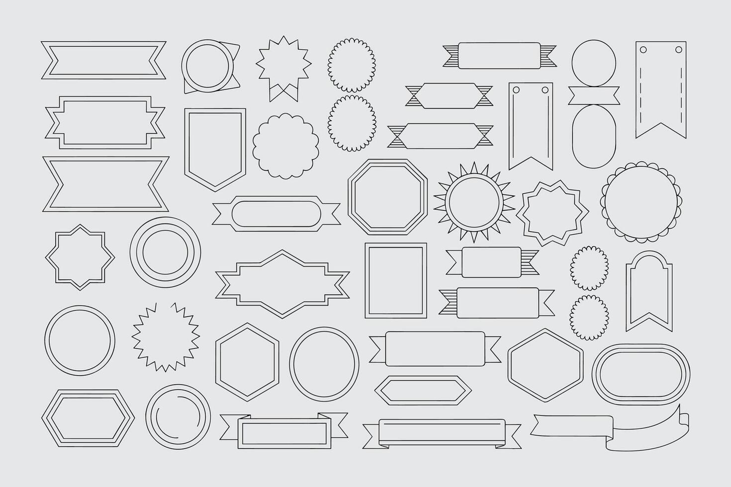 Set Of Minimalist Outline Shapes And Banners Illustration Collection vector